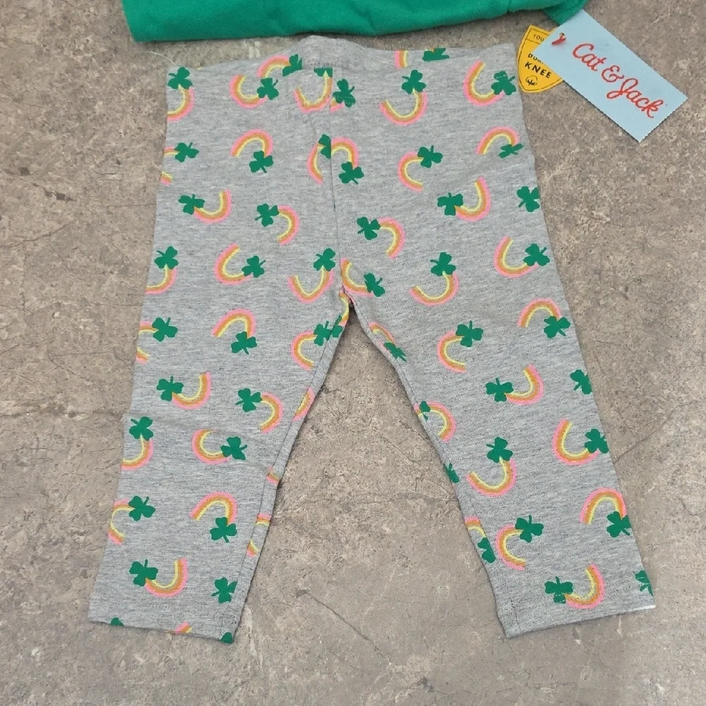 (J66) Cat & Jack Green St Patrick's Day Kids Matching Set 12 Mths